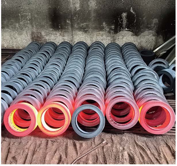 Hot ring forgings arranged after rolling